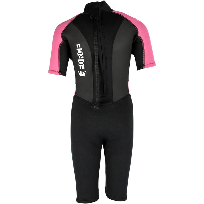 2024 Gul Junior G-Force 3mm Back Zip Shorty Wetsuit GF3308-B7 - Black / Pink